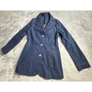 Vintage 70s Happy Legs The Outsider Jacket Blazer Women's Size 11 Denim Blue